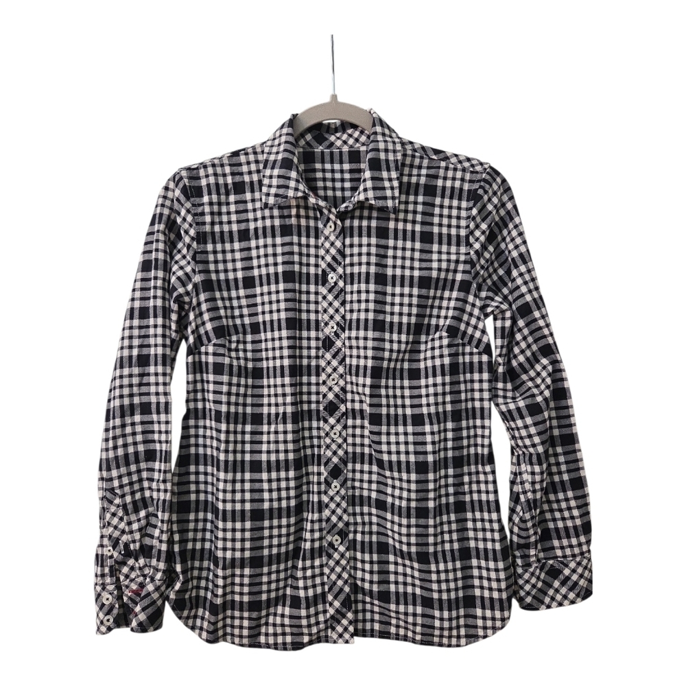 Talbots Plaid Metallic Long Sleeve Top Women's Small